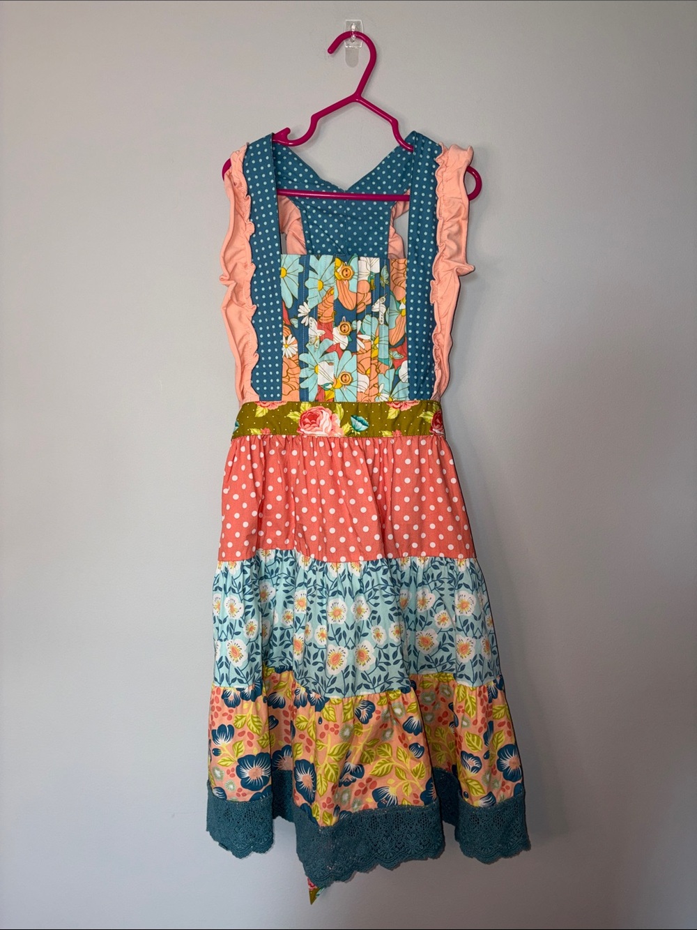 Wildflowers Colorful Patchwork Floral & Polka Dot Sundress
